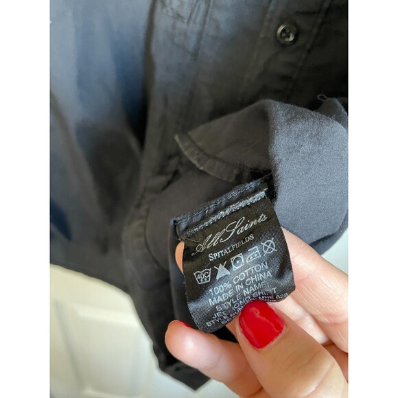 ALLSAINTS Men's Button Up Jesmond Shirt Black Cotton size M long sleeve y2k - Picture 5 of 8